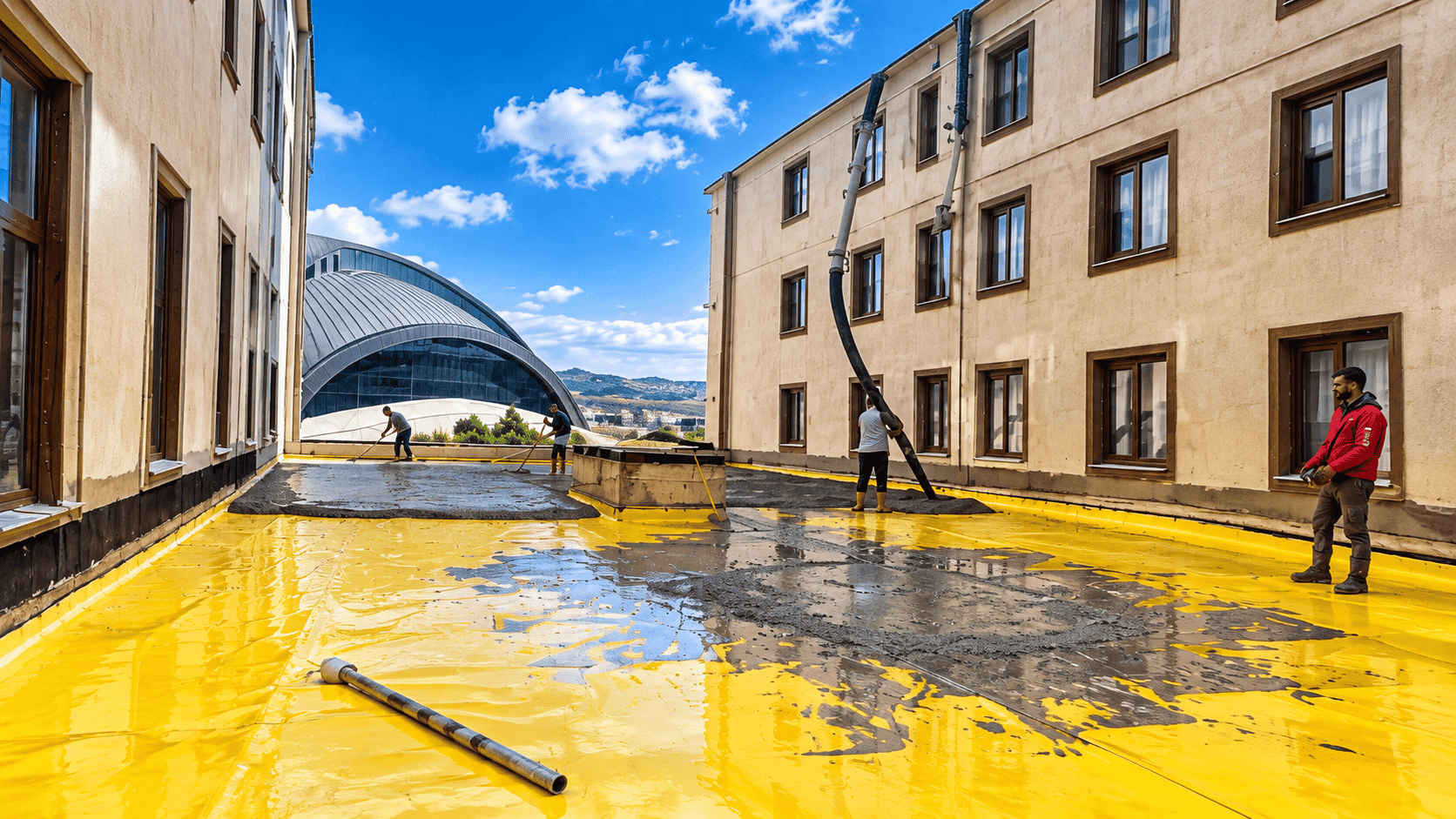 Bingöl Uydukent’te 1.500 m² PVC Membran ve Eğim Betonu Uygulaması